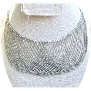 Sterling Silver 925 Curtain Chain Statement Necklace